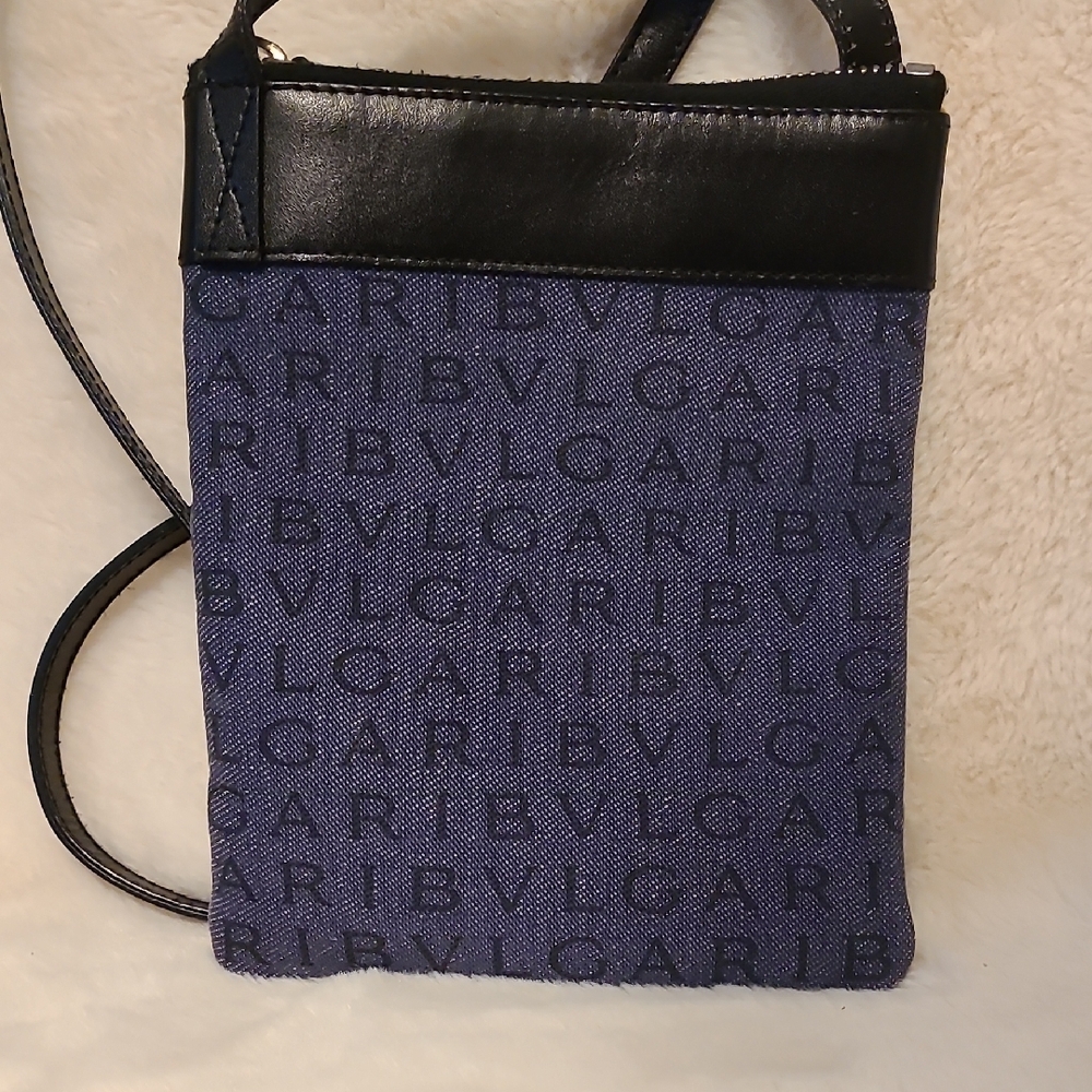 Bulgari Black and Blue Crossbody Bag with Two-Tone Design